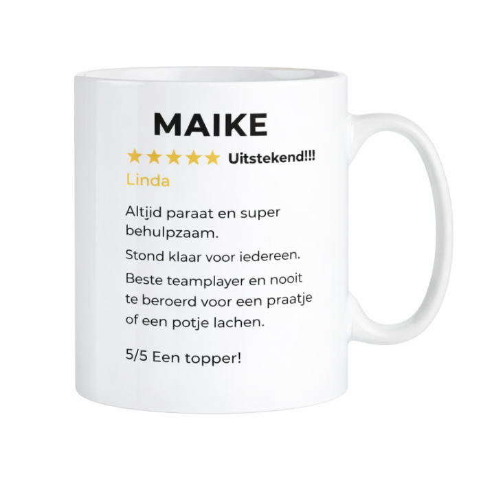 Gepersonaliseerde mok met leuke review  | Uniek Cadeau Maken