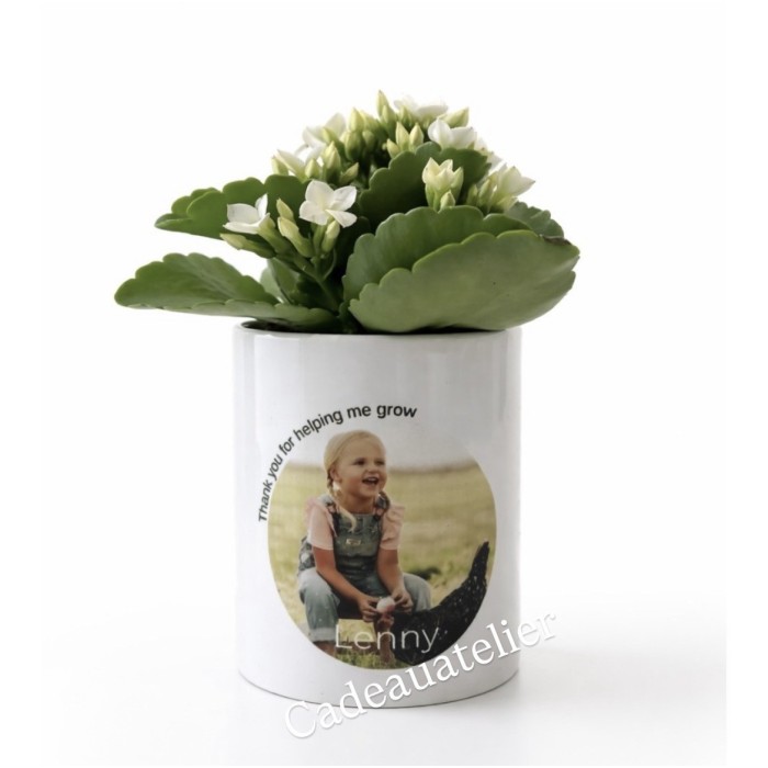 Gepersonaliseerd bloempotje voor afscheid creche school of voor oma opa